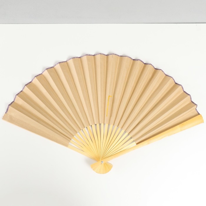 Веер бамбук, текстиль h=50 см  Веер бамбук, текстиль h=50 см "Павлины на ветке" белый