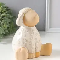 Копилка для денег керамика &laquo;Кудрявый барашек&raquo;, беж, 11.6&times;11.2&times;13.4 см