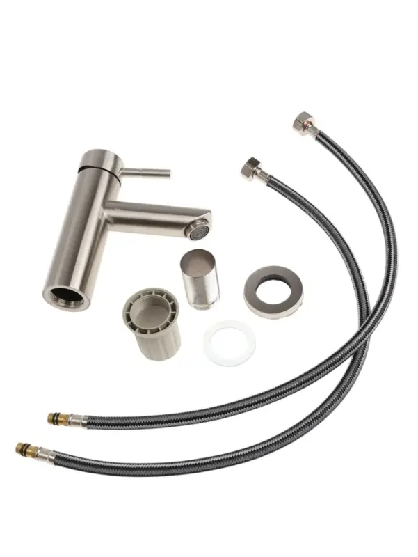 Смеситель для раковины ZEIN ZS 20103, картридж керамика 35 мм, нержавеющая сталь, сатин