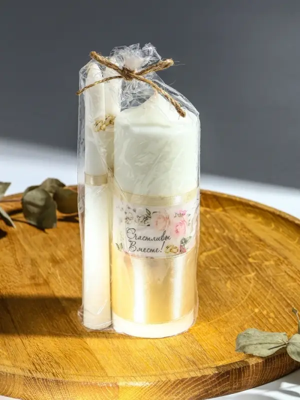 Свечи свадебные  Свечи свадебные "Счастливы Вместе" набор 3 шт (17 см + 2 шт по 18 см)