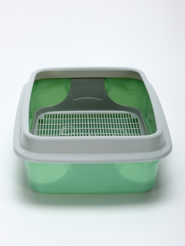 Туалет с бортом с сеткой, 45х34х15 см, серый/оливковый Туалет с бортом с сеткой, 45х34х15 см, серый/оливковый