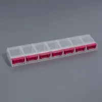 Органайзер для хранения мелочей, 7 ячеек, с кнопками, 22&times;5&times;2.5 см, розовый, прозрачный