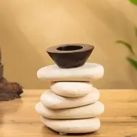 Подсвечник "Каменная башня" камень 10х10х13 см, цв. бежевый