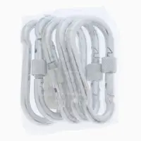 Карабин монтажный с фиксатором ТУНДРА, DIN5299D, 8&times;80 мм, 5 шт.