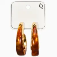 Серьги акрил "Петля", цвет коричневый в золоте