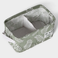 Органайзер для белья Доляна Leaves, 2 ячейки, 22×13×11 см, цвет зелёный