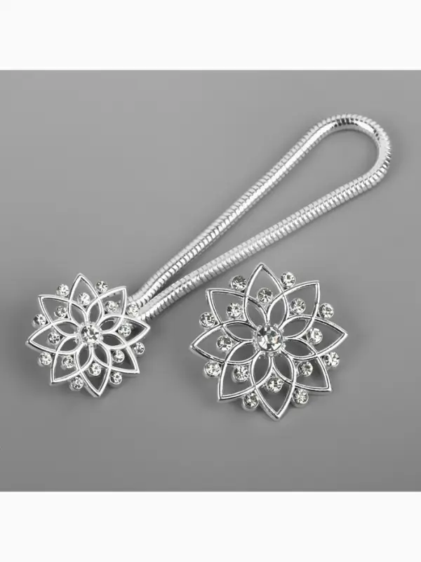 Декоративная застёжка, d = 2,4/3.1 см, цвет серебряный