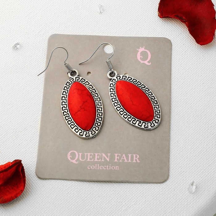 Серьги «Натурель» эллипс, цвет красный в чернёном серебре Серьги «Натурель» эллипс, цвет красный в чернёном серебре