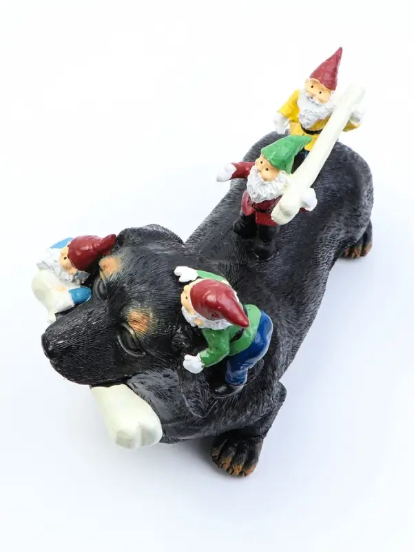 Садовая фигура из полистоуна &laquo;Такса с гномами&raquo;, 20&times;9&times;15 см