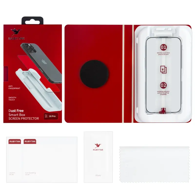 Защитное стекло для iPhone 16 Pro RUBYTAK Silk Printing с аппликатором