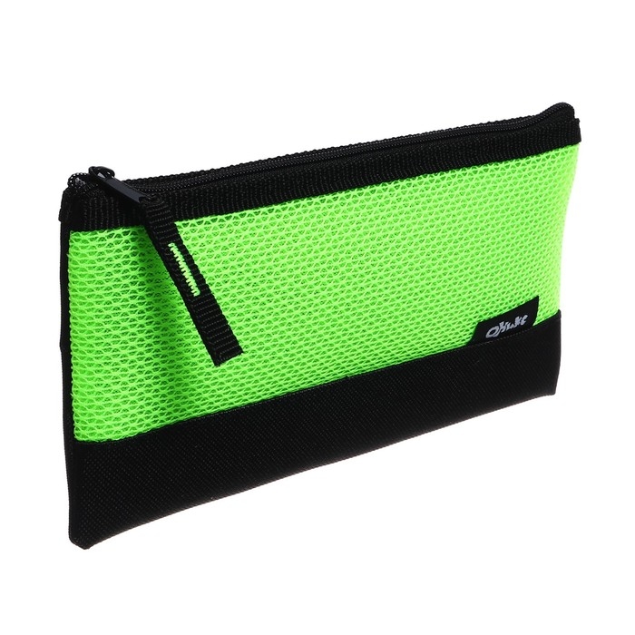 Пенал мягкий, 1 отделение, 105 х 195 мм, плоский, ПМП 09-73, чёрный/салатовый 57440 Пенал мягкий, 1 отделение, 105 х 195 мм, плоский, ПМП 09-73, чёрный/салатовый 57440