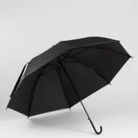 Зонт - трость полуавтоматический &laquo;Однотонный&raquo;, 8 спиц, R=46/55 см, d=92 см, чёрный