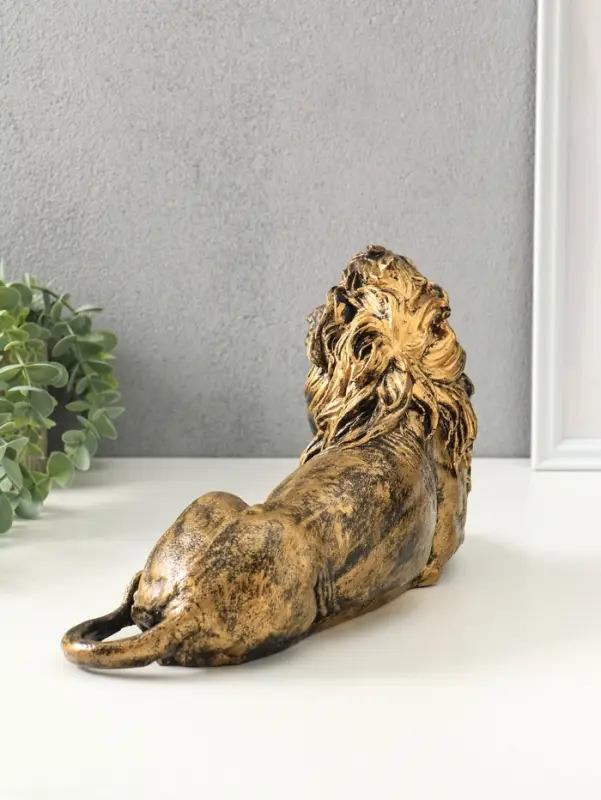 Фигура гипс &laquo;Лев африканский&raquo;, чёрный с золотом, 18&times;40&times;20 см