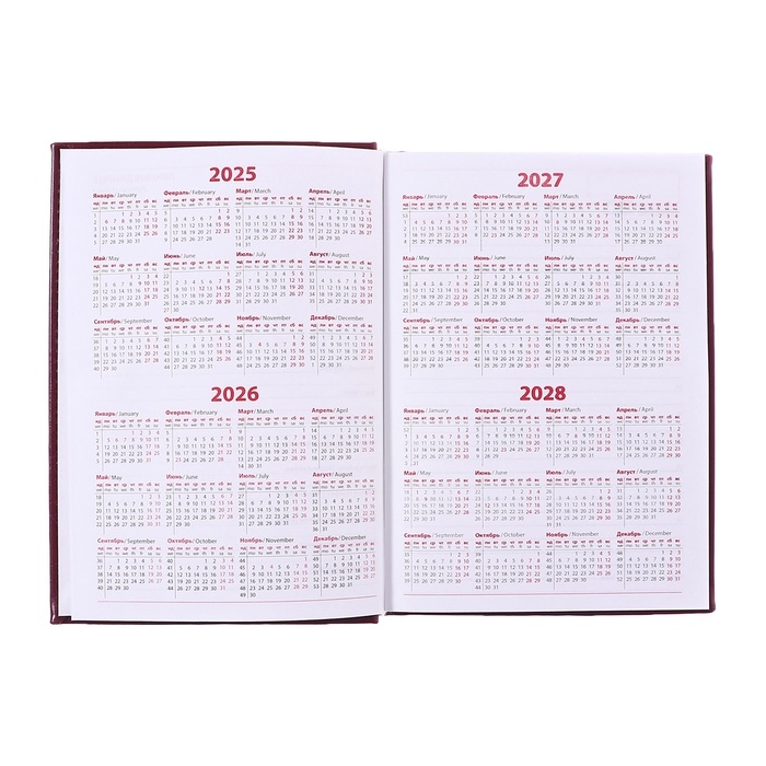 Ежедневник недатированный А5, 160 листов  Ежедневник недатированный А5, 160 листов "Небраска", перфорация углов, бордовый