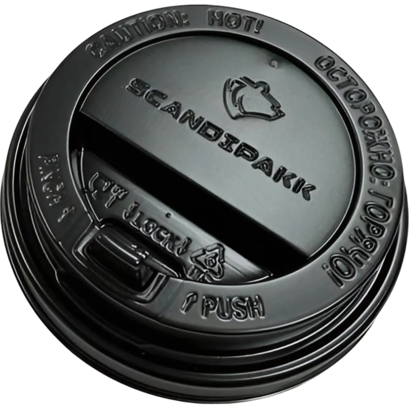 Крышка для стакана пластиковая с клапаном D=90мм, черная.,1000шт/кор