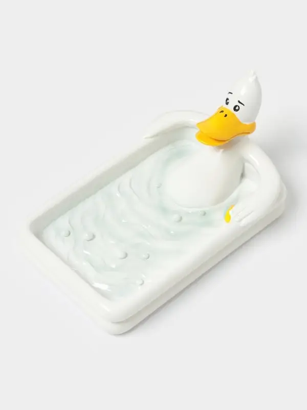 Набор аксессуаров для ванной комнаты &laquo;Утиные истории&raquo;, 4 предмета, дозатор 200 мл, мыльница, стакан, подставка для щёток, белый