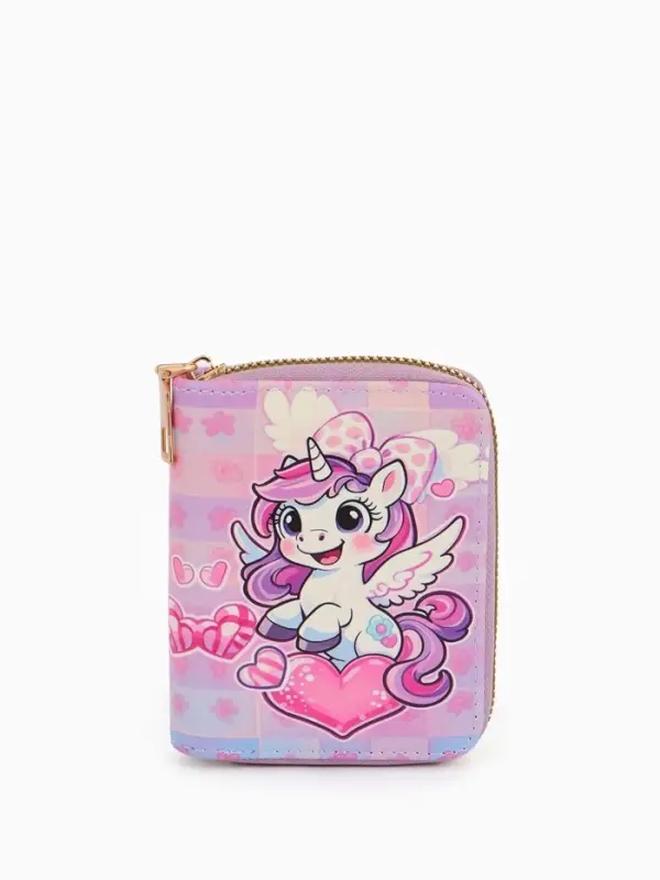 Кошелёк на молнии &laquo;Выбражулька&raquo;, 8.5&times;2.5&times;10.5 см, с принтом, розовый/сиреневый