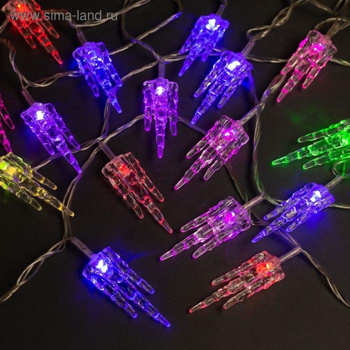Гирлянда &laquo;Нить&raquo; 5 м с насадками &laquo;Льдинка&raquo;, IP20, прозрачная нить, 20 LED, свечение мульти (RG/RB), мигание, 220 В