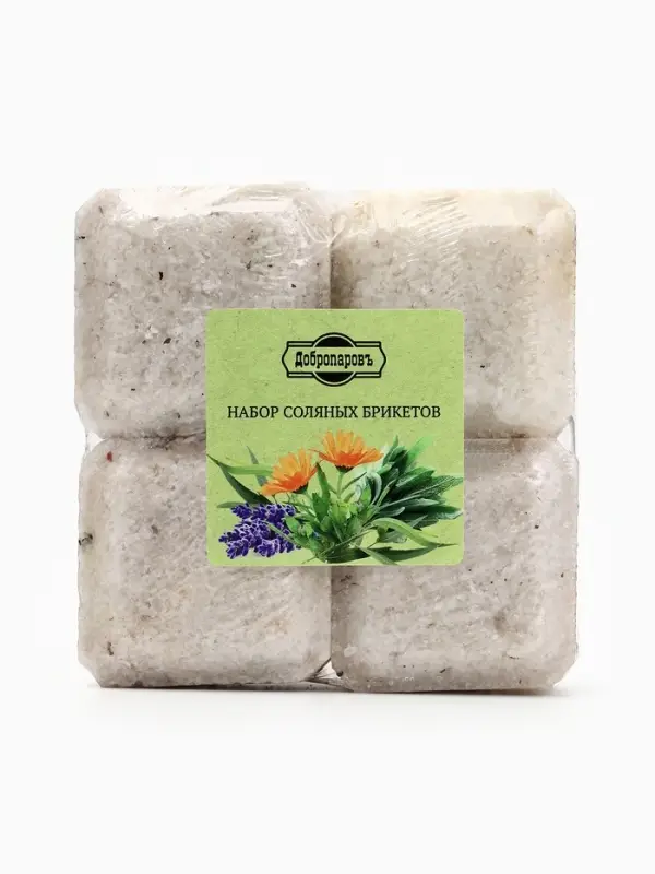 Соляной брикет набор 4 шт. &laquo;Календула, эвкалипт, лаванда, мята&laquo; по 200 г &raquo;Добропаровъ&raquo;