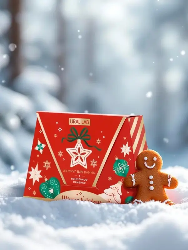 Жемчуг для ванны Winter Holidays, аромат ванильное печенье, 200 г, URAL LAB