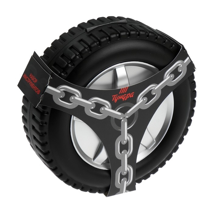 Набор инструментов ТУНДРА, подарочный пластиковый кейс Набор инструментов ТУНДРА, подарочный пластиковый кейс "Колесо", 24 предмета