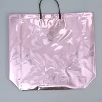 Пакет подарочный ПВХ, голография, розовый, пластиковая ручка, 44&times;33&times;12 см