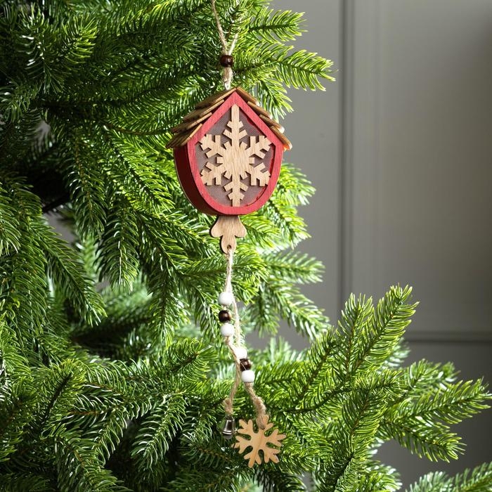 Ёлочная игрушка «Домик со снежинкой», от батареек, свечение тёплое белое Ёлочная игрушка «Домик со снежинкой», от батареек, свечение тёплое белое