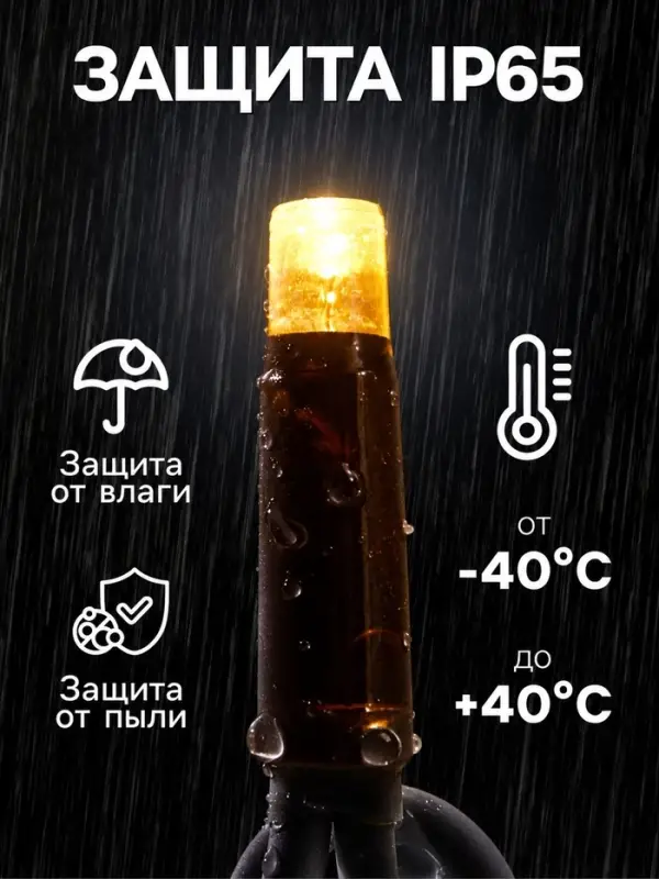 Гирлянда &laquo;Бахрома&raquo; 3&times;0.6 м, IP65, УМС, тёмная нить каучук, 144 LED, свечение тёплое белое, мерцание, 220 В