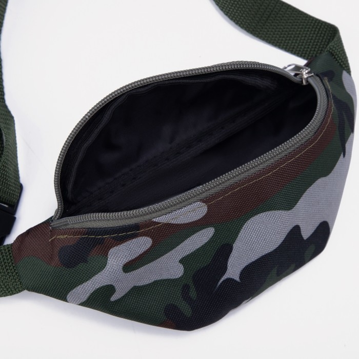 Сумка поясная детская на молнии, цвет камуфляж