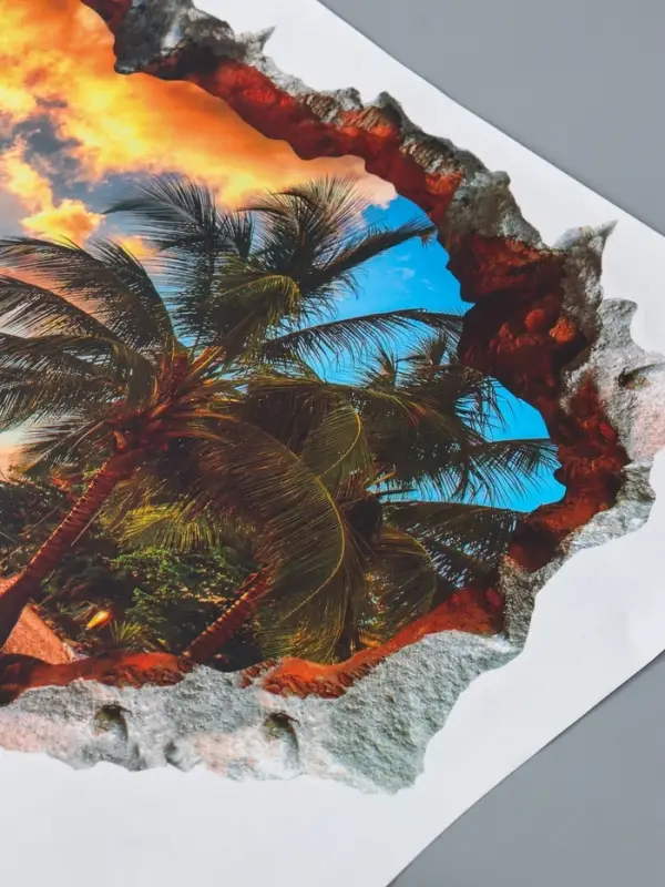 Интерьерная наклейка 3D на стену TAKE IT EASY &laquo;Закат на пляже&raquo;, 90&times;60 см, декоративная, влагостойкая, ПВХ