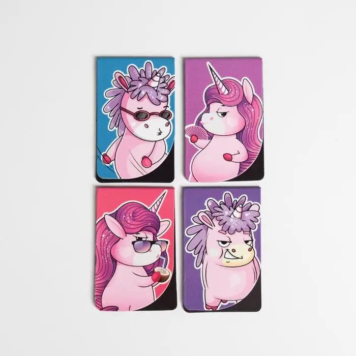 Закладки магнитные для книг, 4 шт «Единорог»