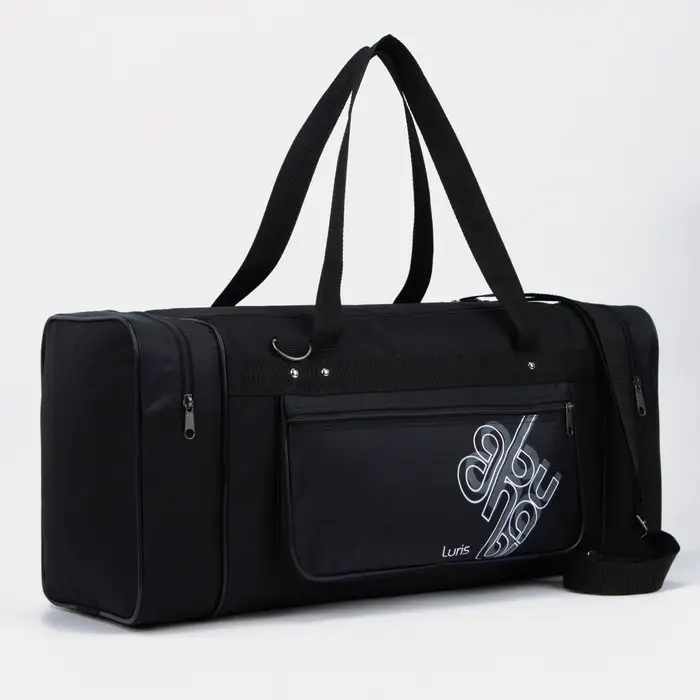 Сумка дорожная, 3 отдела на молниях, наружный карман, длинный ремень, чёрная Сумка дорожная, 3 отдела на молниях, наружный карман, длинный ремень, чёрная