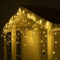 Гирлянда &laquo;Бахрома&raquo; 3&times;0.6 м, IP44, УМС, тёмная нить, 160 LED, свечение тёплое белое, 220 В