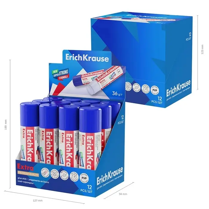Клей-карандаш, ErichKrause Extra, PVP, усиленный, 36 г