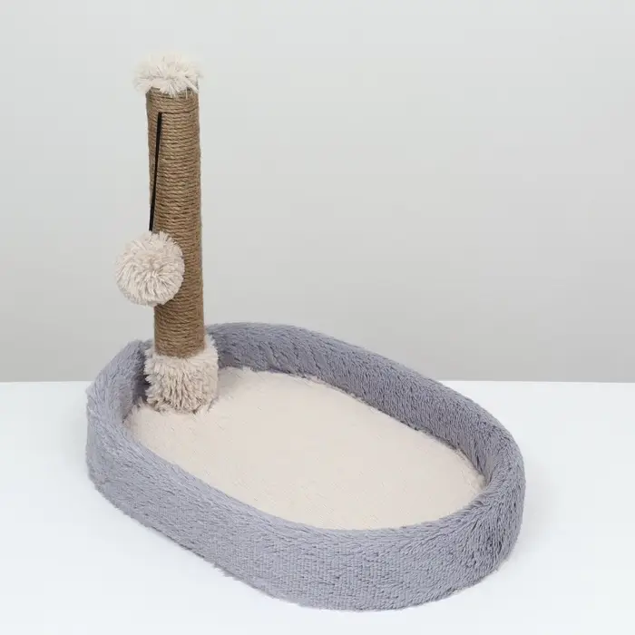Лежанка с когтеточкой &laquo;Пижон&raquo;, 55&times;36&times;47 см, овальная, серая