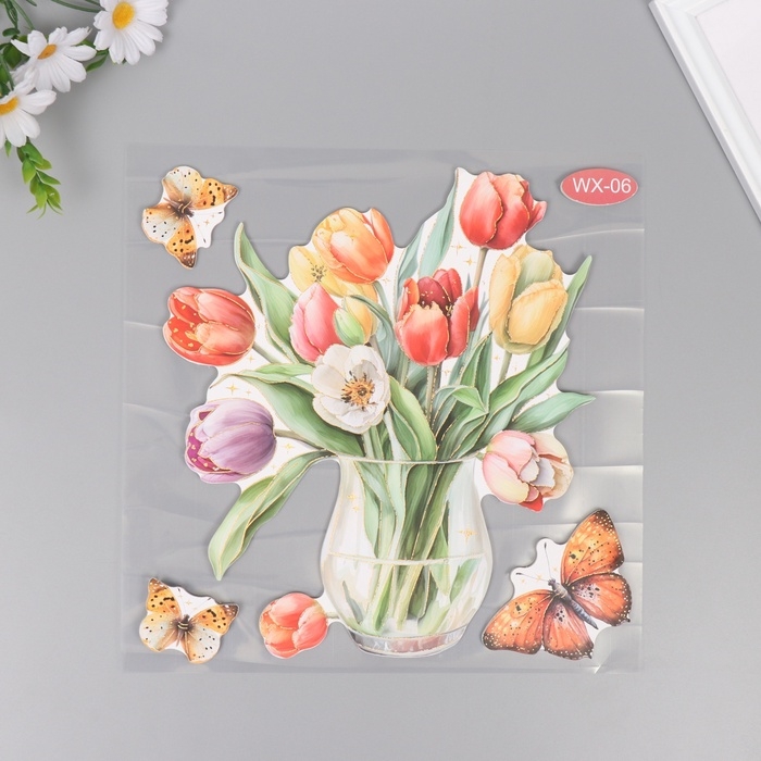 Наклейка пластик интерьерная Наклейка пластик интерьерная "Тюльпаны" 40х31 см