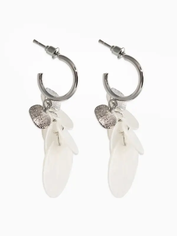 Серьги &laquo;Морской мир&raquo;, чешуя, белые в серебре