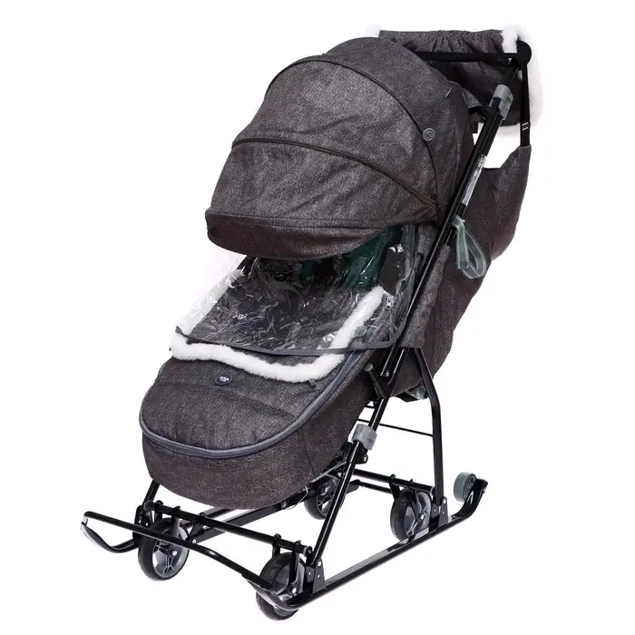 Санки - коляска «Наши детки 6», чехол для ног, муфта, сумка, принт с ламой, серый Санки - коляска «Наши детки 6», чехол для ног, муфта, сумка, принт с ламой, серый