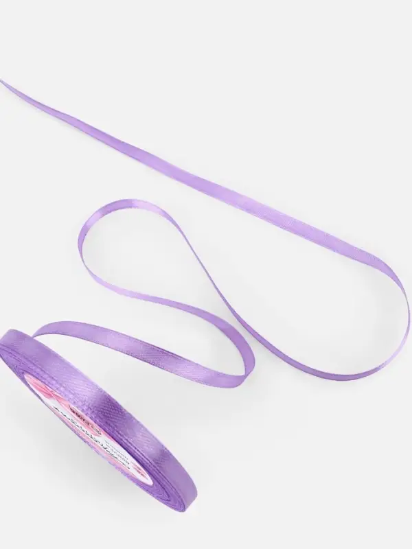 Лента атласная, 6 мм, 23±1 м, сиреневая Лента атласная, 6 мм, 23±1 м, сиреневая