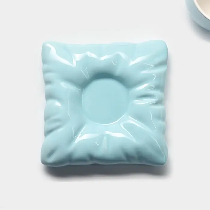 Чайная пара &laquo;Зефирка&raquo;, 3 предмета: чашка 250 мл, блюдце d=13.7 см, ложка, керамика, голубая