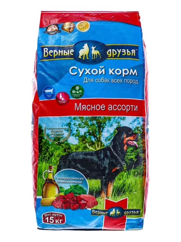 Сухой корм &laquo;Верные друзья&raquo; для собак всех пород, мясное ассорти, 15 кг