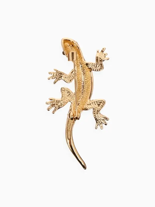 Брошь &laquo;Ящерица тёмная&raquo;, чёрная в золоте