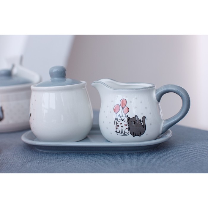 Набор сервировочный Доляна «Уютные коты», 2 предмета: молочник 270 мл, сахарница 310 мл Набор сервировочный Доляна «Уютные коты», 2 предмета: молочник 270 мл, сахарница 310 мл