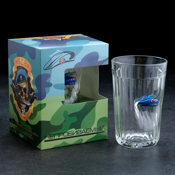 Стакан Стакан "Непробиваемый. ВДВ", берет, граненый, 250 мл