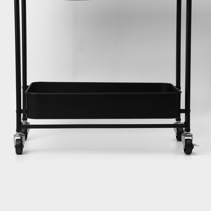 Этажерка напольная 3-х ярусная, 45,5×29,5×77,5 см, на колёсиках, цвет чёрный Этажерка напольная 3-х ярусная, 45,5×29,5×77,5 см, на колёсиках, цвет чёрный