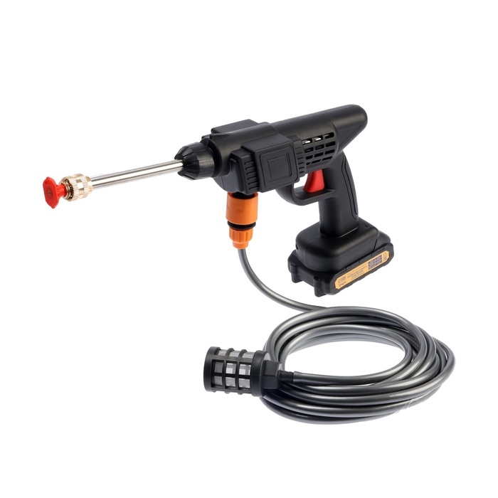 Мойка высокого давления аккумуляторная ТУНДРА, Li-ion 20 В, 2 Ач, 28 бар, шланг 3 м Мойка высокого давления аккумуляторная ТУНДРА, Li-ion 20 В, 2 Ач, 28 бар, шланг 3 м