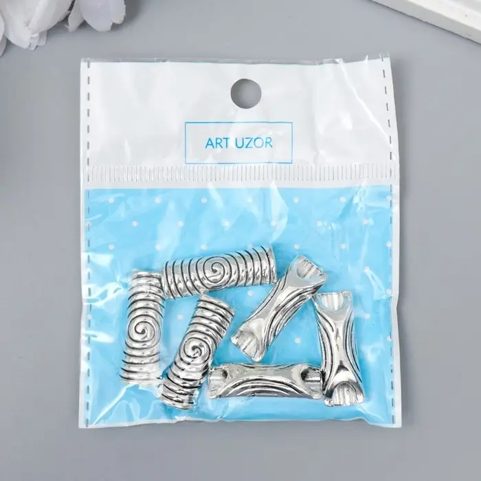 Бусина для творчества металл "Спираль" серебро G470B705 1х2,8 см