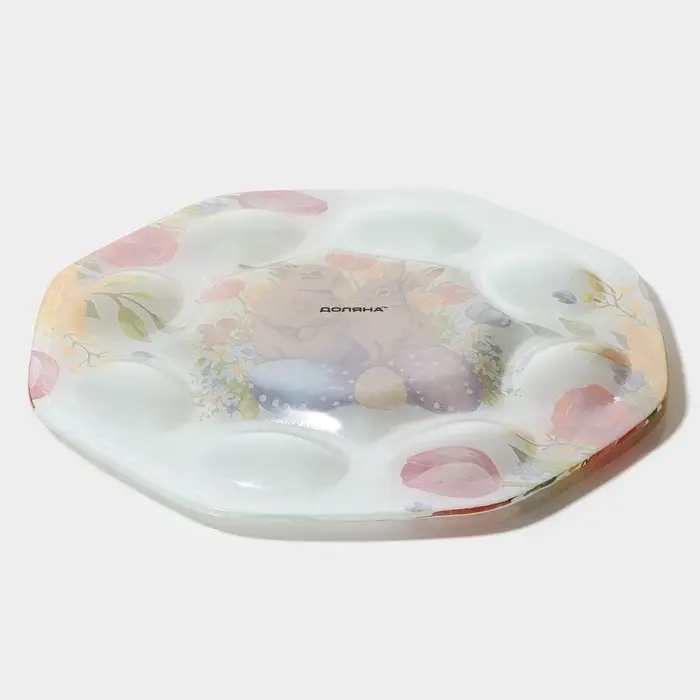 Подставка для яиц Доляна &laquo;Акварель&raquo;, 8 ячеек, 22&times;22 см, стекло, белая