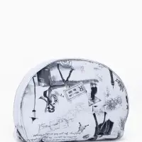 Набор женских косметичек 5 в 1 на молниях, с принтом, серый