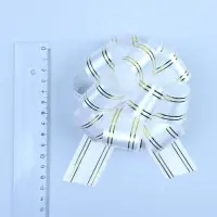 Подарочный бант - шар № 3 золотая полоса, белый, для упаковки подарков